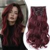 Dcbaboo Estensioni Capelli Ricci Ondulati 6PCS Clip in Hair Extension Capelli Finti Lunghi Posticci per Capelli Mossi Estensioni con Clip Ondulati Sintetici Naturali per Donna, Vino Rosso