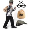 Spooktacular Creations costume del ladro dei ragazzi, pantaloni da camicia ladri, banche unisex di bambini per ragazzi, ragazze Halloween per ragazze, gioco di ruoli, cosplay-l