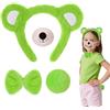 Hifot 4PCS Accessori Costume Orso Bambino Adulto, Peloso Orecchie Orso Cerchietto Coda Naso Papillon, Bear Costume Animale Adulto Bambino Accessori per Carnevale Halloween Cosplay Festa a Tema WBD