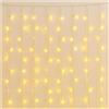 Elektronova Tenda Luminosa 216 LED, 5Mt, Luce Giallo, Cavo Bianco, IP65, Prolungabile, Effetto Flash, Con fili a lunghezze alternate (da 3 a 12 cm) per un effetto dinamico