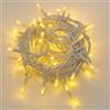 Elektronova Catena Luminosa 100 LED, 10Mt, Luce Giallo, Cavo Bianco, IP65, Prolungabile, Effetto Flash, ghirlanda nataliza, negozi, balcone