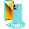 FERLAN Cover compatibile con Xiaomi Redmi Note 13 5G,Custodia con Laccio Collana Tracolla Collo Liquido Silicone Antiurto TPU Antiurto AntiGraffio Protettiva Case,Verde menta