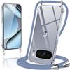 Oelrstfe Cover con Cordino per Google Pixel 10 Pro, Trasparente Silicone Sottile Morbido Custodia con Regolabile Collana Laccio Tracolla, Antigraffio Antiurto Proteggere Case con Corda, Grigio