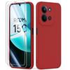binandteam Cover per Xiaomi Redmi 15C 4G / 5G (6.9) con 2 Pezzi Vetro Temperato Custodia, Gomma Gel di Silicone tpu Liquida Antiurto Antigraffio Case - Rosso