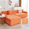 UHVUJDUI Copridivano Impermeabile Copertura Divano Angolare Chaise Longue 3 2 4 Posti Con Penisola,Elasticizzato Salvadivano Forma Di L Antiscivolo Per Cane Animali Antigraffio(Orange,145cm-185cm(1pcs))