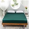 Morbuy Lenzuolo con Angoli in Raso, per Letto Matrimoniale Singolo Una Piazza e Mezza, Altezza Materasso cm 30, Lenzuolo Sotto con Angoli in Microfibra, Morbido e Traspirante (Verde scuro,160x200cm)
