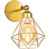 TOKIUS Lampada da Parete Interna Industriale Applique da parete Gabbia Interno E27 Metallo Lampadari e Plafoniere Cucina regolabile 180° Per Cucina Camera da letto (Oro, 1 pezzo)