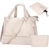 Outplea 32L Borsone Viaggio Grande, Borsone Parto Ospedale Mamma con Scomparto per Scarpe, Borsa Sportivo Leggero con Borsa da Toilette per Fine Settimana, Beige