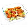 binsakao Teglia Quadrata in Vetro da 2,4 qt, 22 x 22 cm, per Forno, Vetro Temperato, Lavabile in Lavastoviglie