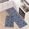OPLERT Tappeti da cucina antiscivolo 2 pezzi, assorbenti e antimacchia, tappeti lavabili per corridoio, cucina, lavanderia e soggiorno,nero,43x75+43x120cm