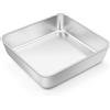 HaWare Piatto per gratin quadrato, in acciaio inox, piccolo, rettangolare, ideale per lasagne, brownie/torte, sano e lavabile in lavastoviglie, 15 x 15 x 5 cm