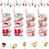 EVERBUY Set di 4 bicchieri in plastica a spirale in plastica, riutilizzabili in plastica, per Natale, bicchieri in plastica con cannucce, tazze di Natale per bambini