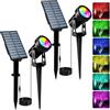 T-SUNUS Faretti Solari da Giardino Colorate, Luci Solari Esterno Giardino RGB Decorative con 6 Colori Lampada Solare da Esterno IP65 Impermeabile ON/OFF Automatici 2 Pezzi