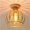 iDEGU Plafoniera Vintage 20CM Lampadario Soffitto Industriale in Legno e Metallo Design Gabbia E27 Illuminazione Moderna Lampada da Soffitto per Corridoio Camera da Letto Soggiorno Cucina (Dorato)