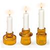 Feruchun 3 Pezzi Portacandele Vetro,Porta Candele da Tavolo,Candeliere Vetro per Natalizio Festa Matrimonio,Candele e Porta Tealight Candle (Ambra)