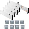 Aurobest 5 Pezzi Set Divisori Cassetti Regolabili, Organizzatore Cassetti Estensibili 37.6-54cm, Separatori Cassetti Plastica, Organizer Cassettiera per Cucina, Camera Letto, Ufficio, Bagno, Armadi (Bianco)
