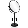 Nicesail Specchio da Tavolo Bagno Nero Specchio Trucco Altezza Regolabile Specchio Ingranditore 10x Specchio per Barba Uomo,Diametro 20 cm