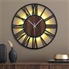 Mee 2ou Orologio da Parete Grande con Luce Notturna a Batteria - 60 cm Silenzioso, Moderno, Effetto Legno, LED Luminoso al Buio, Ideale per Soggiorno, Camera da Letto, Cucina