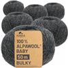 HANSA-FARM 100% lana di baby alpaca, spessa 300 g (6 gomitoli da 50 g), non provoca prurito, morbido filato alpaca per lavoro a maglia e uncinetto, in 6 titoli, Bulky,50m per 50g