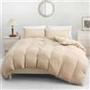 Pamposh Set copripiumino Microfibra prelavata per maggiore morbidezza e comfort. Copripiumino leggero e di alta qualità, adatto a tutte le stagioni. (Beige, Super King (260 x 220 cm))