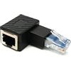 System-S Adattatore LAN RJ45 maschio a femmina angolare adattatore Ethernet cavo nero