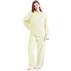 POWER FLOWER Set Pigiama in Pile Morbido da Donna - Maglione e Pantaloni Larghi in Plush, Set da Letto Confortevole in 2 Pezzi per l'Inverno (L-XL, LY219-Green)