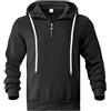 EndoraDore Felpa Invernale da Uomo con Cappuccio a Maniche Lunghe Casual con Zip a Un Quarto Sportiva Pullover Nero 3XL