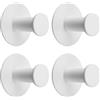 SAYAYO Ganci Adesivi Ganci Portasciugamani in Acciaio Inox Bianco Gancio Accappatoio Bagno, Gancio Appendiabiti Autoadesivo Appendi Strofinacci Cucina, 4 Pezzi