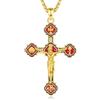EUDORA Harmony Ball Collana con Croce per Donna e Uomo in Argento Sterling S925 Placcato oro 18 Carati, Ciondolo con Crocifisso di Gesù Croce Cristiana Ortodossa Gioielli Religiosi per Regali, 22+2