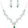 EVER FAITH Set di Gioielli per la Sposa Rotondo Goccia Zircon Fiore Cluster Vine Pendant Collana Orecchini Verde Argento Fondo