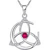 YL Collana Celtici Argento 925 con Luglio Pietra portafortuna Rubino Luna e Nodo Celtico Pendente per le Donne