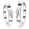 KnSam - Coppia di anelli in argento Sterling 925 con cuore e cuore, per coppie, fedi nuziali, fidanzamenti, per uomo e donna, misura regolabile, colore: Senza incisione., cod. KnSamZHP03
