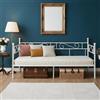 ZECIIYE Letto Singolo in Ferro Battuto Bianco 90x190, Struttura Letto Singolo per Camera da Letto, Soggiorno, Studio o Bambini, Divano Letto Moderno per Relax e Ricarica