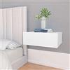 Tidyard Comodino Pensile Bianco Sospeso da Parete, Moderno per Camera da Letto, 40x30x15 cm in Legno Multistrato