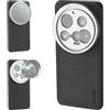NEEWER 15 Ultra Case, Custodia Protettiva Compatibile con Xiaomi 15 Ultra, TPU Resistente + PC Similpelle con Attacchi Lente da 17mm e Adattatore Filtro 67mm per Ricarica Wireless, PA101 Nero+Argento