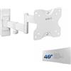 VIVO MOUNT-VW01MW - Supporto da parete Full Motion per TV LCD LED e schermi fino a 27, inclinabile e girevole, VESA max 100 x 100 mm, colore: bianco