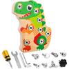 Liangding Giocattolo Educativo in Legno a Forma di Dinosauro, Montaggio Montessori con 8 Viti e 4 Attrezzi, Giochi Didattici per Bambini 3-6 Anni, Sviluppo Motricità Fine e creatività
