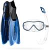 Cressi Bag, Set Pinne Agua, Maschera Onda e Aeratore Mexico Unisex, Blu, 35/36
