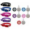 LARRYROO Collare per cani in pelle vivace, per cuccioli e cani di taglia piccola, media e grande, con targhetta rotonda glitterata con incisione personalizzata (piccolo (collo da 27 cm a 33 cm), rosa)