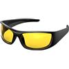 Bloomoak Occhiali da ciclismo polarizzati per uomo e donna, leggeri, avvolgenti, per corsa notturna, protezione dal vento, TR90, per tiro, golf, pesca, corsa, Giallo, Taglia unica