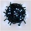 Elektronova Catena Luminosa 100 LED, 10Mt, Luce Bianco, Cavo Nero, IP65, Prolungabile, Effetto Flash, ghirlanda nataliza, negozi, balcone