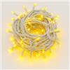 Elektronova Catena Luminosa 100 LED, 10Mt, Luce Oro, Cavo Bianco, IP65, Prolungabile, Effetto Flash Totale, ghirlanda nataliza, negozi, balcone