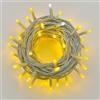 Elektronova Catena Luminosa 100 LED, 10Mt, Luce Giallo, Cavo Bianco, IP65, Prolungabile, Effetto Flash Totale, ghirlanda nataliza, negozi, balcone