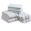 Comfort Spaces Cotton 8 Piece Bath Towel Set Striped Ultra Soft Hotel Quality Quick Dry Absorbent Bathroom Shower Hand Face Washcloths, Multi-Sizes, Zero Twist Aqua 8 Piece