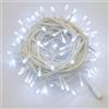 Elektronova Catena Luminosa 100 LED, 10Mt, Luce Bianca, Cavo Bianco, IP65, Prolungabile, Effetto Flash Totale, ghirlanda nataliza, negozi, balcone