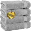 Cotton Paradise Asciugamani da bagno, set di 4 asciugamani turchi per le mani e il viso in 100% cotone, morbidi e assorbenti, grigio chiaro