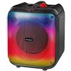 Trevi XFest XF 470 KB Altoparlante Amplificato 60W, Cassa Wireless Portatile con Microfono Dinamico Incluso per Karaoke, Funzione TWS, File MP3 da Flash USB/Micro SD, AUX-IN, Display LED Rosso
