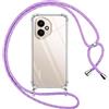 Pnakqil Cover per Honor 400 5G con Cordino, Trasparente Custodia con Laccio Tracolla Cellulare Girocollo Collana Protettiva per Honor 400 5G 6.55 Pollic, Viola 01