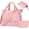 Outplea 32L Borsone Viaggio Grande, Borsone Parto Ospedale Mamma con Scomparto per Scarpe, Borsa Sportivo Leggero con Borsa da Toilette per Fine Settimana, Rosa
