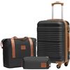 COOLIFE Set di Valigie Rigida 3 Pezzi, Set Valigie con Borsone da Viaggio Espandibile Palestra e Borsa da Toilette, Valigia con 4 Rotelle Girevoli a 360° TSA Serratura